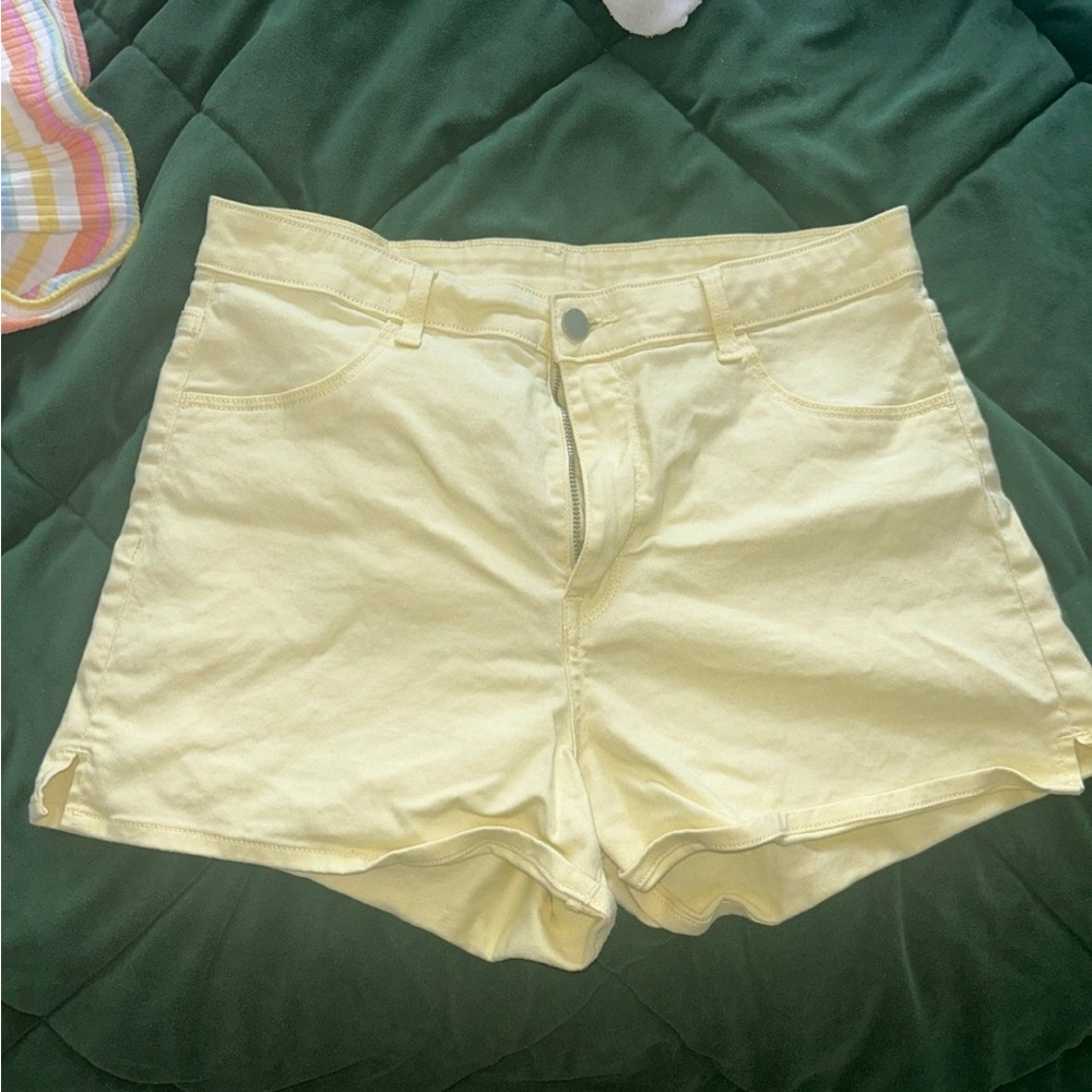 H&M Yellow High Waist Shorts